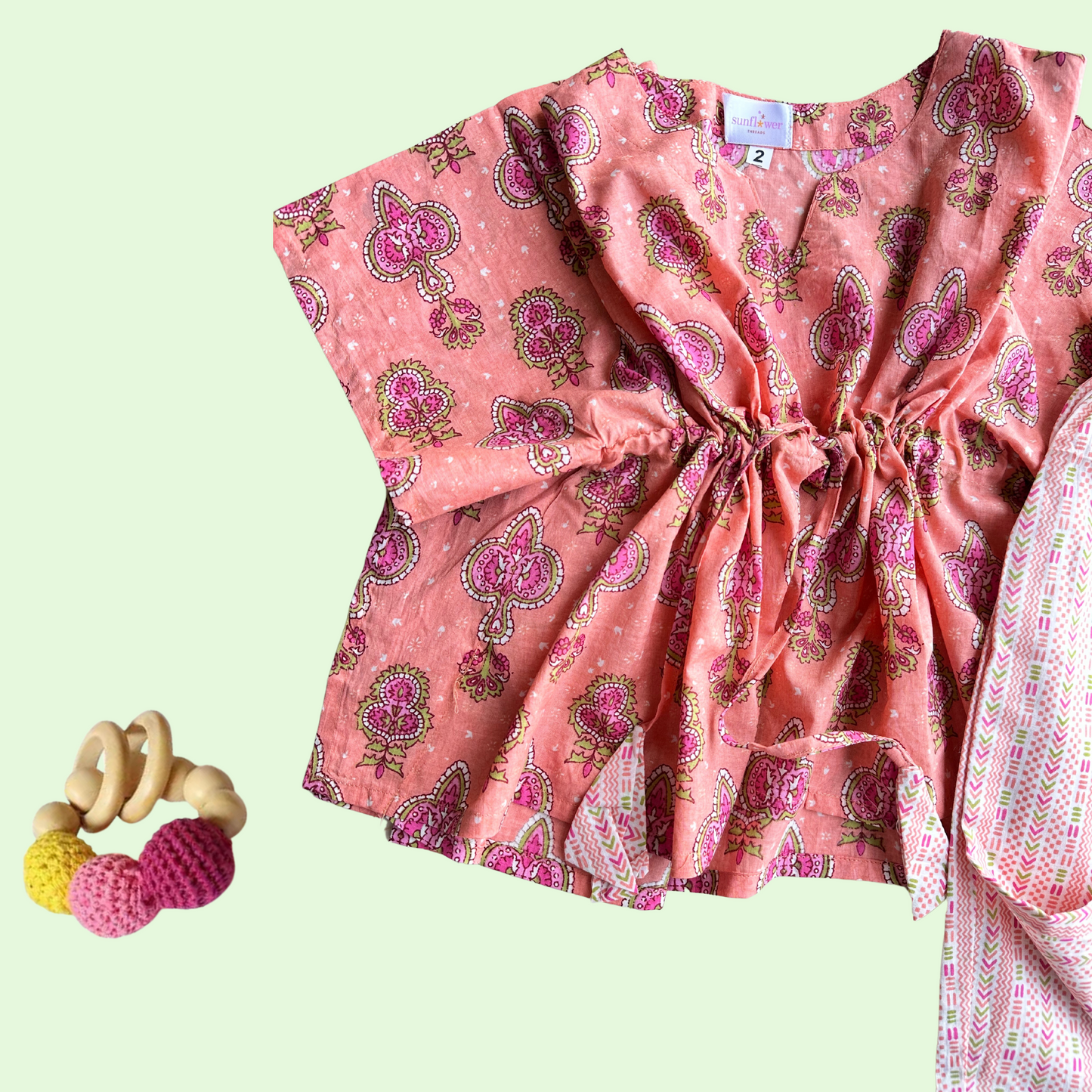 Girls Ornate Kaftan with Pant Set