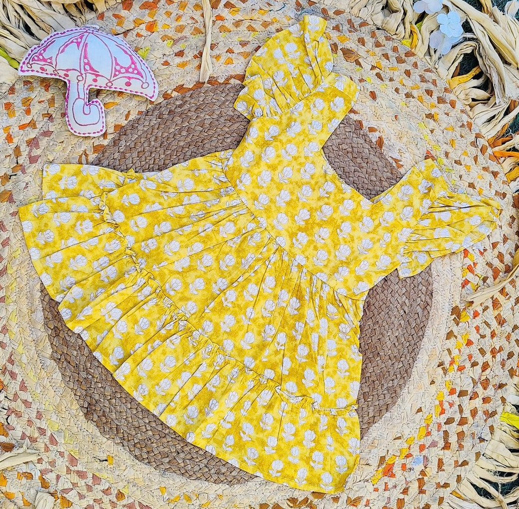 Girls Yellow Floral Dress