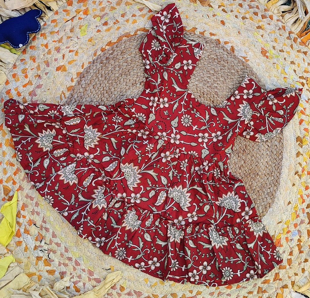 Girls Red Floral Dress