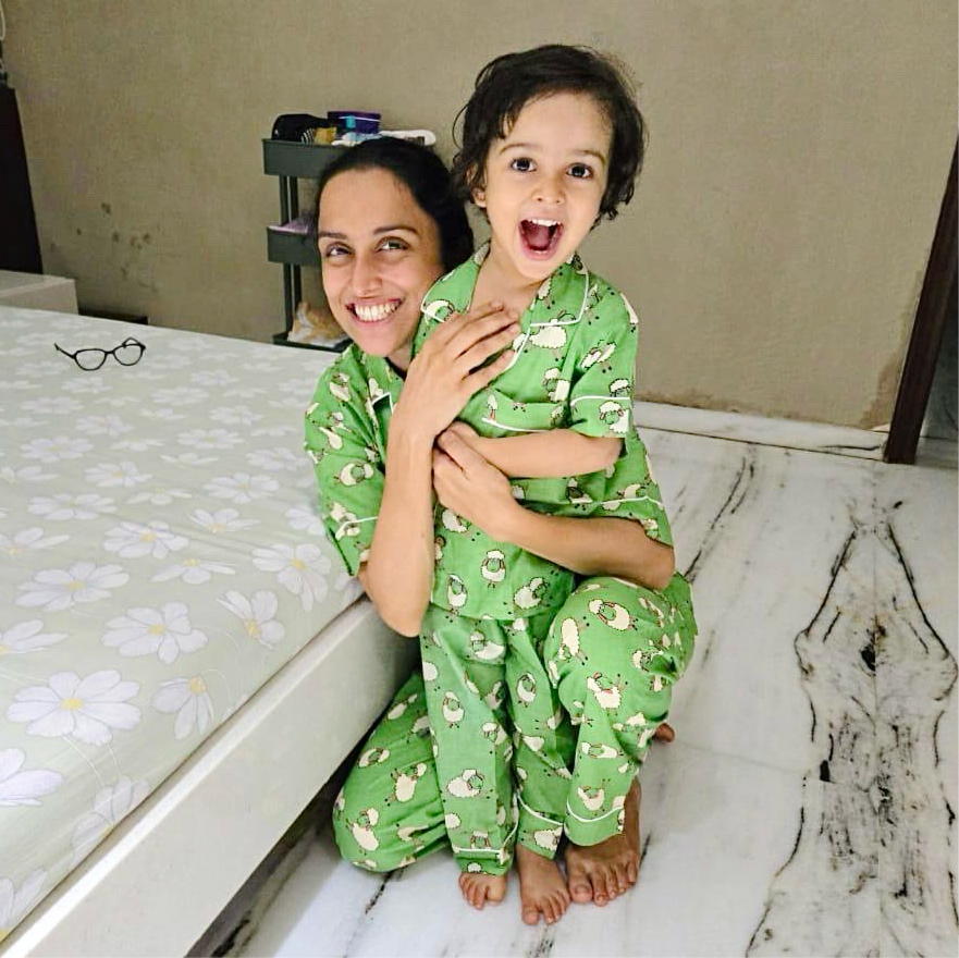 Kids Green Sheep Half Sleeve Pyjama Set