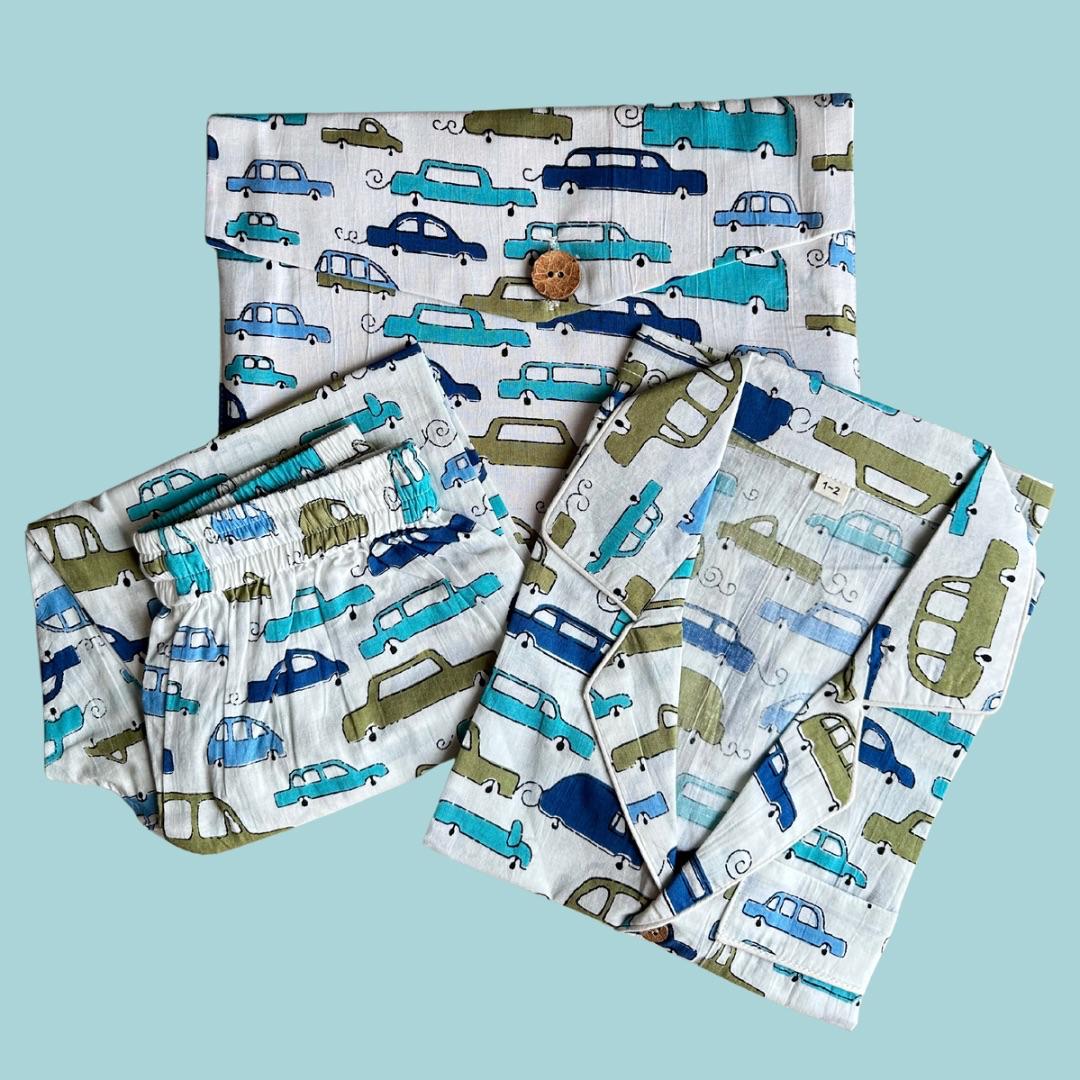 Kids Car Half Sleeve Pyjama Set
