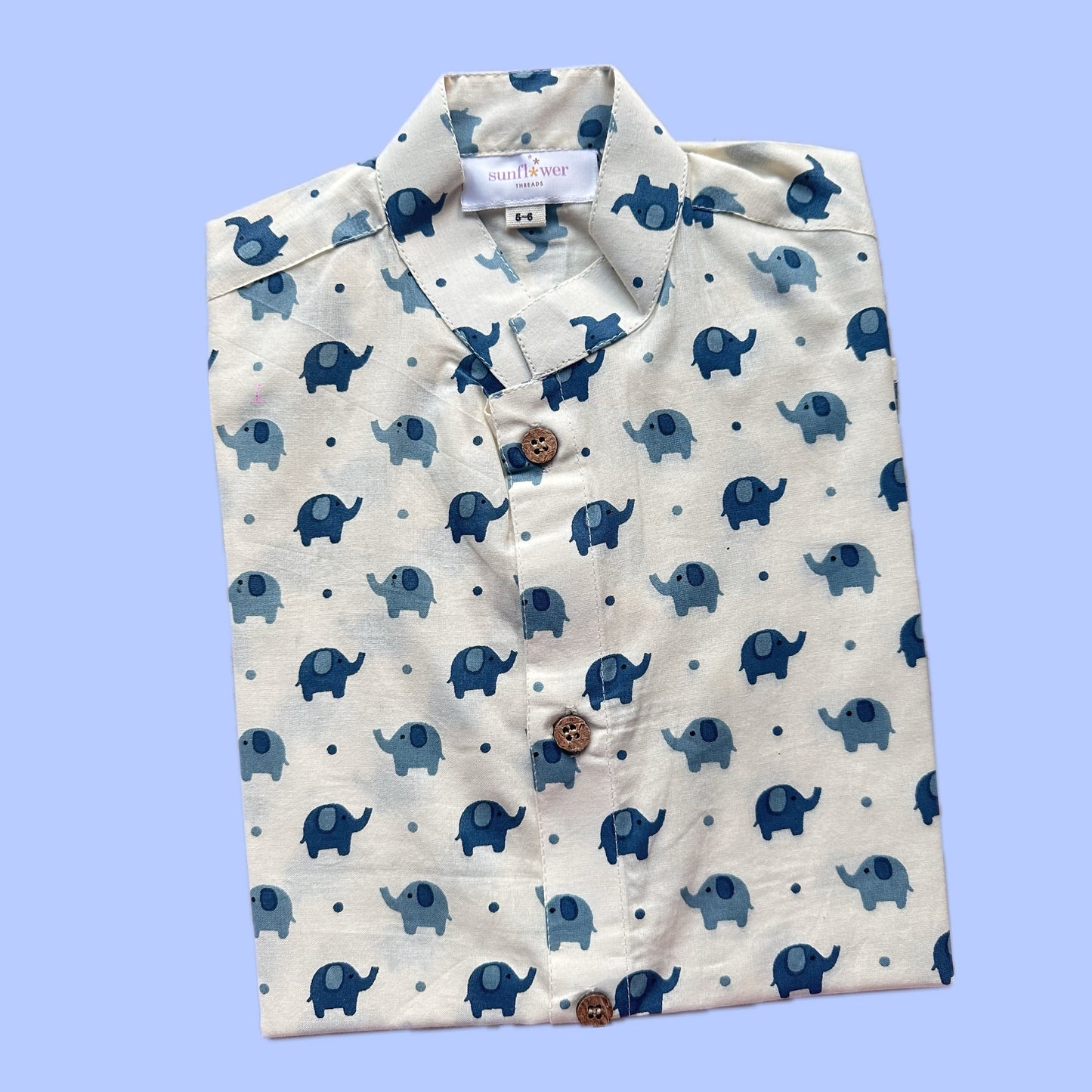 Kids Half Sleeve Blue Elephant Shirt