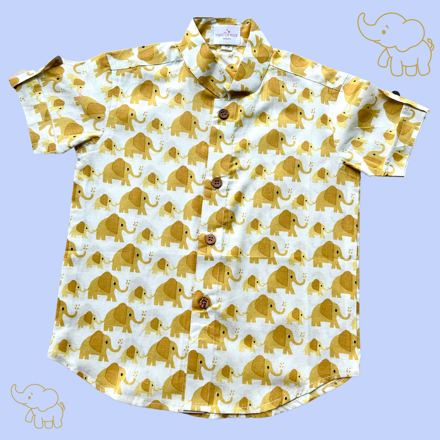 Boys Half Sleeve Yellow Elephant Shirt