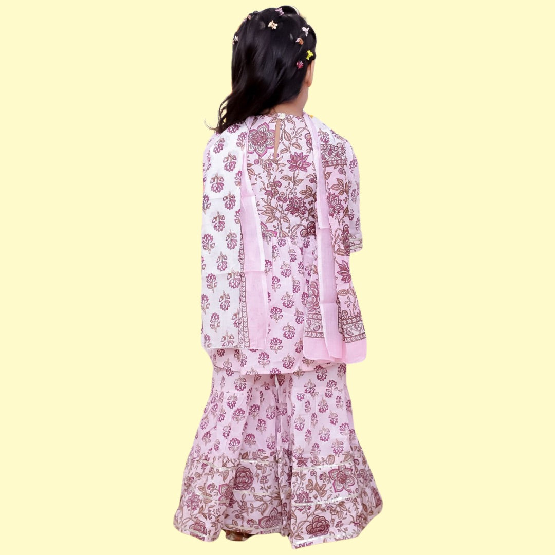 Girls Festive Light Pink Sharara Set