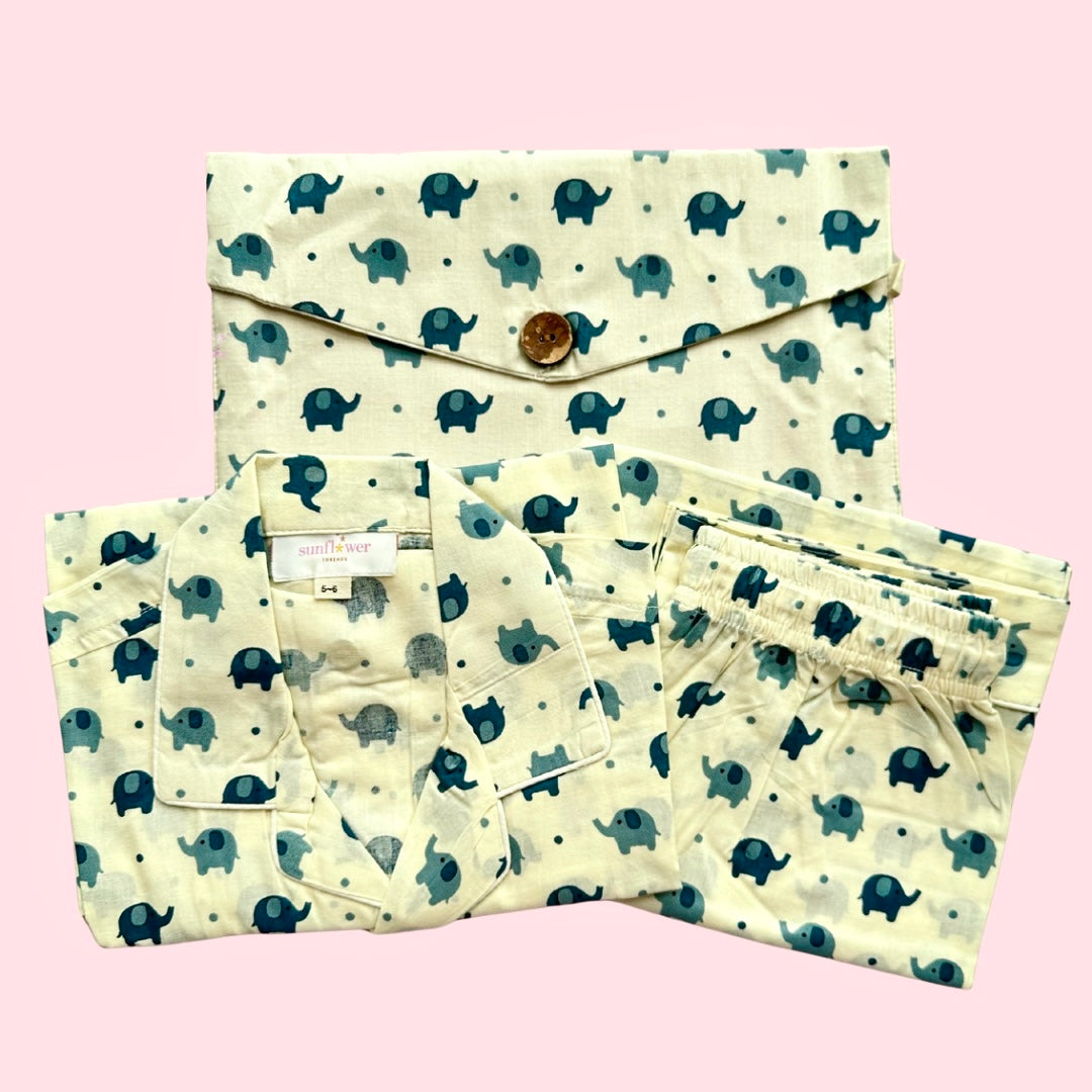 Kids Mini Blue Elly Full Sleeve Pyjama Set
