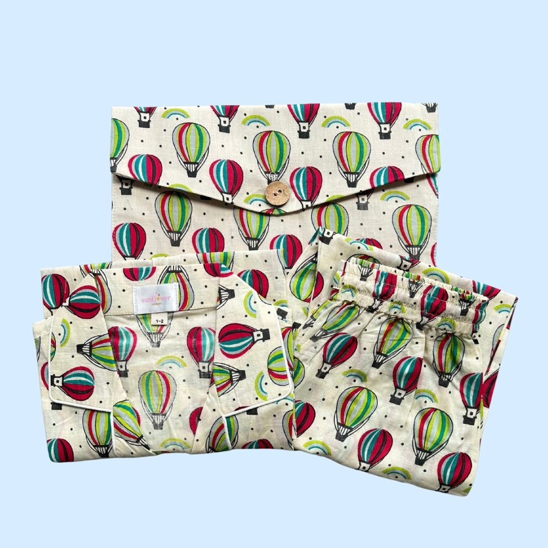 Kids Hot Air Balloon 3 Half Sleeve Pyjama Set