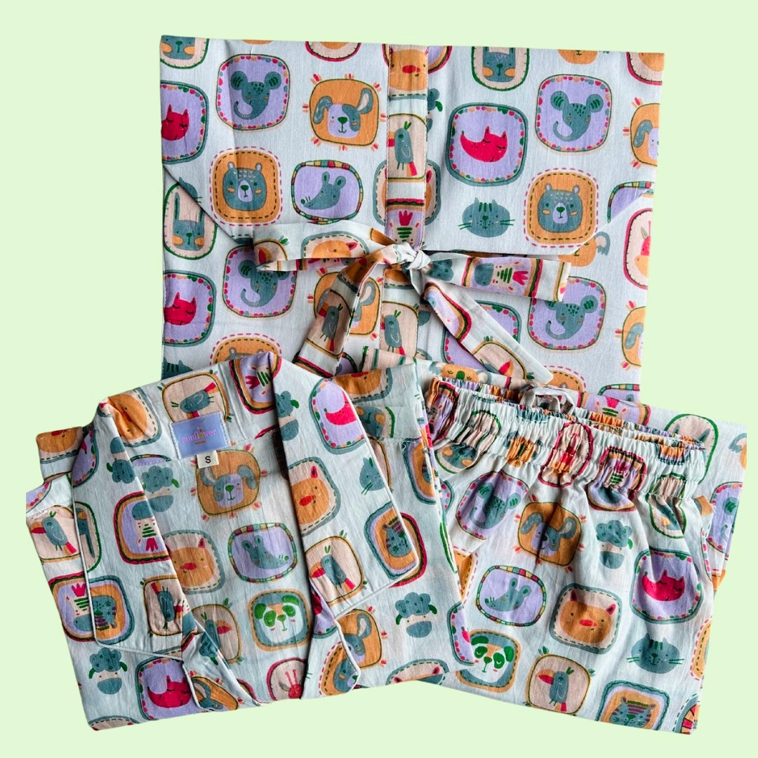 Women's Mini Animals Half Sleeve Pyjama Set