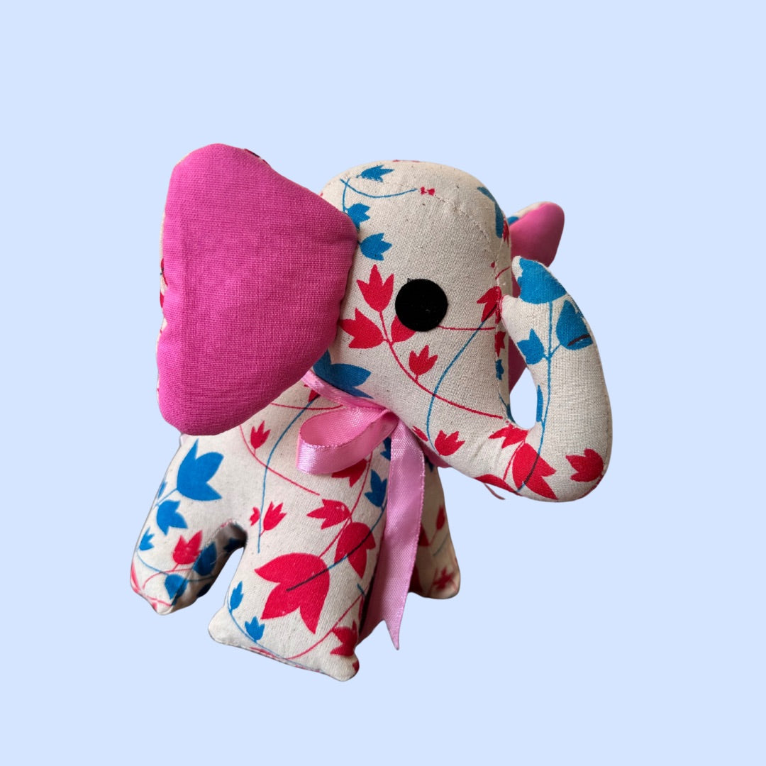 Pink Red Elephant Fabric Toy