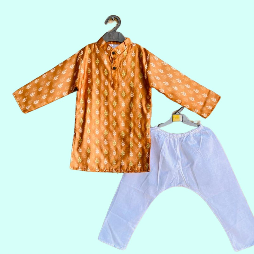 Boys Mustard Kurta Pyjama Set