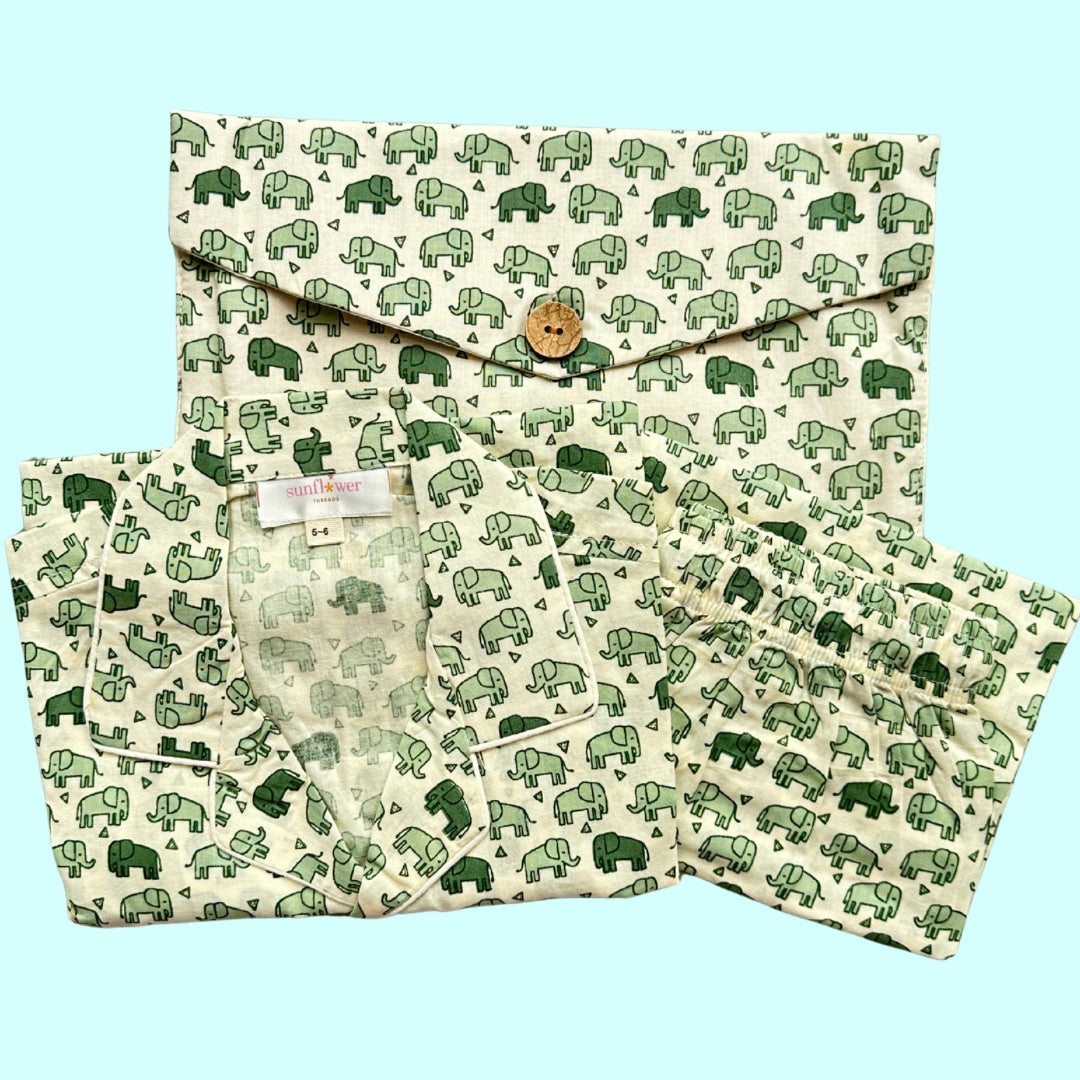 Kids Mini Green Elly Full Sleeve Pyjama Set