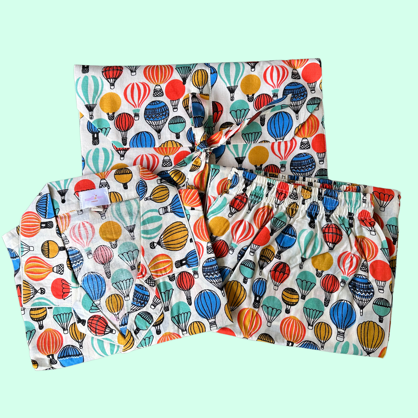 Women's Hot Air Balloon Half Sleeve Pyjama Set