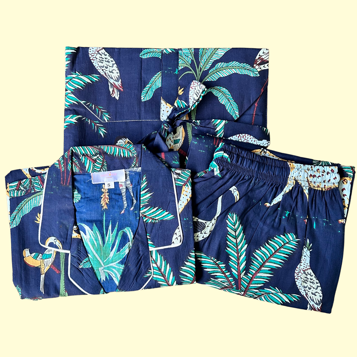 Women's Night Tropical Forest Half Sleeve Pyjama Set