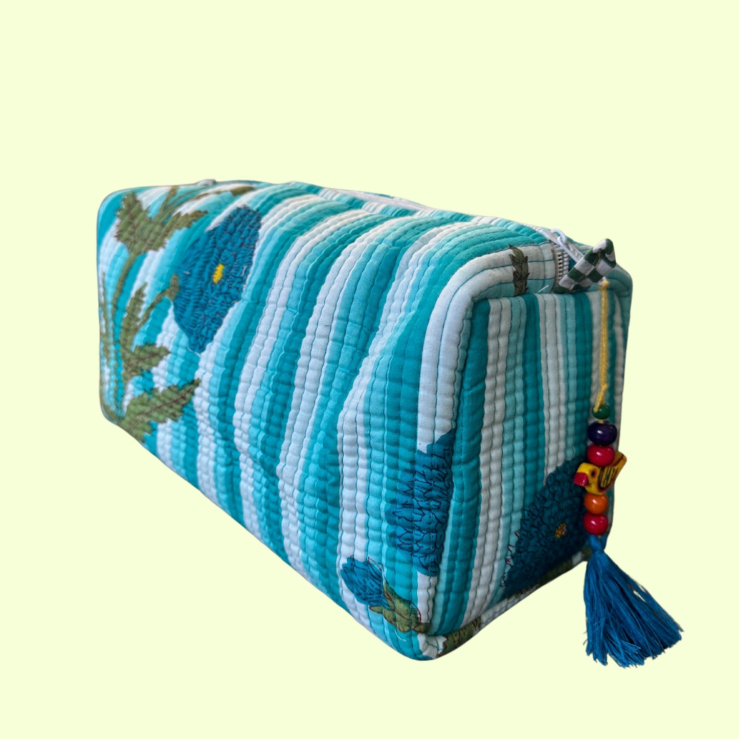 Blue Flower Stripe Utility Pouch