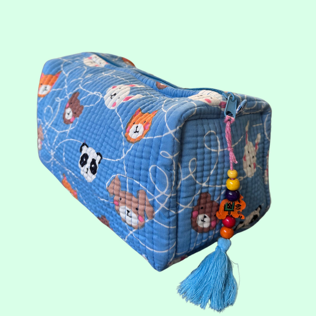 Blue Teddy Utility Pouch