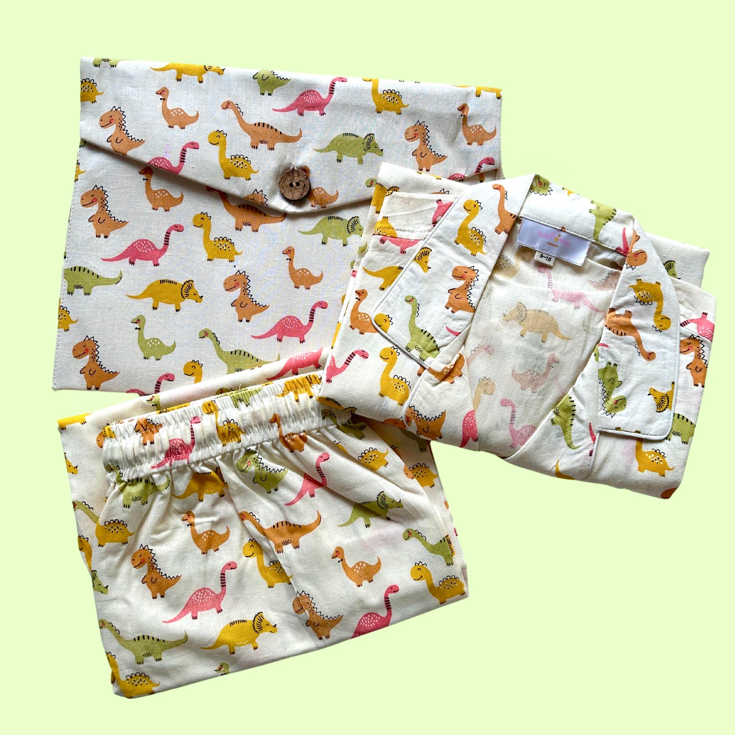 Kids Colourful Dino Half Sleeve Pyjama Set
