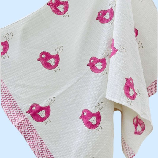 Kids Pink Bird Towel