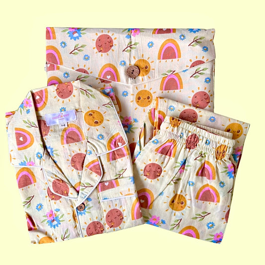 Kids Sun & Rainbow Half Sleeve Pyjama Set