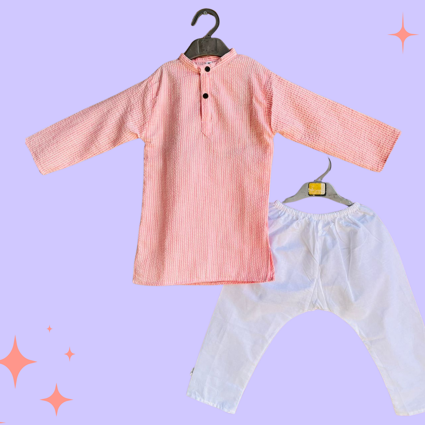 Boys Pink Kurta Pyjama Set