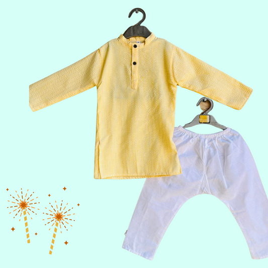 Boys Yellow Kurta Pyjama Set