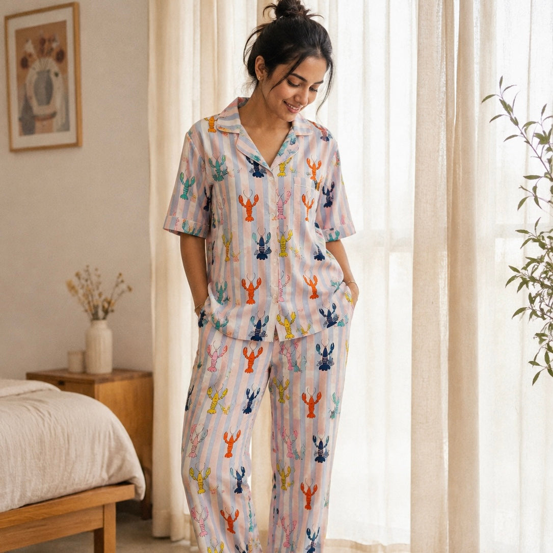 Women's Lobster Lounge 2 Half Sleeve Pyjama Set