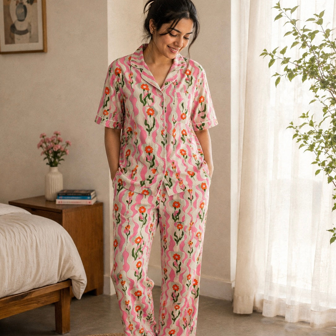 Women's Candy Meadow Half Sleeve Pyjama Set