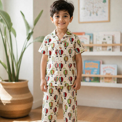 Kids Hot Air Balloon 3 Half Sleeve Pyjama Set