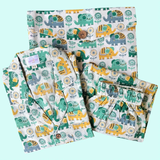 Kids Green Elly Half Sleeve Pyjama Set