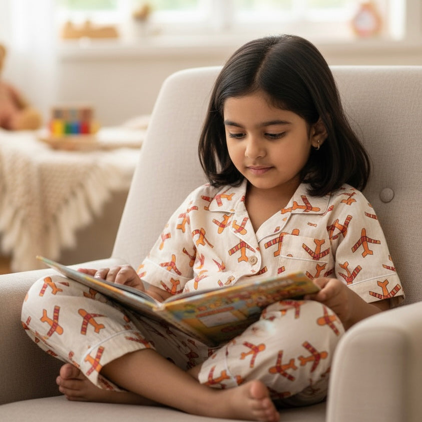 Kids Aeroplane Half Sleeve Pyjama Set