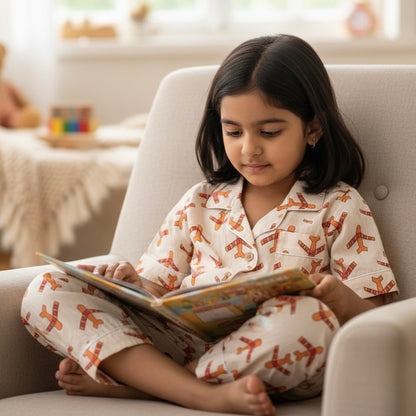 Kids Aeroplane Half Sleeve Pyjama Set