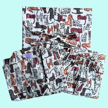 Women's Lazy Cats Half Sleeve Pyjama Set