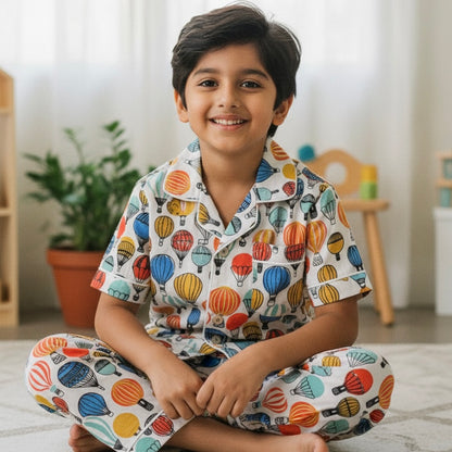 Kids Hot Air Balloon Half Sleeve Pyjama Set