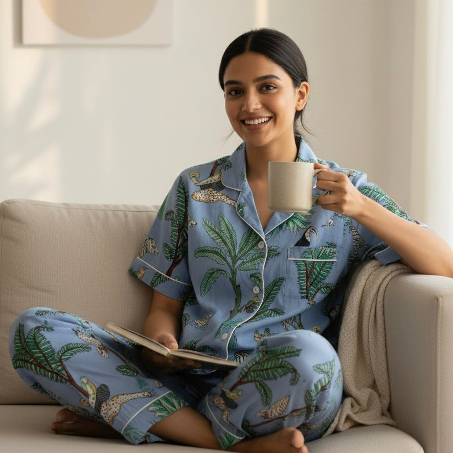 Women's Tropical Forest Half Sleeve Pyjama Set