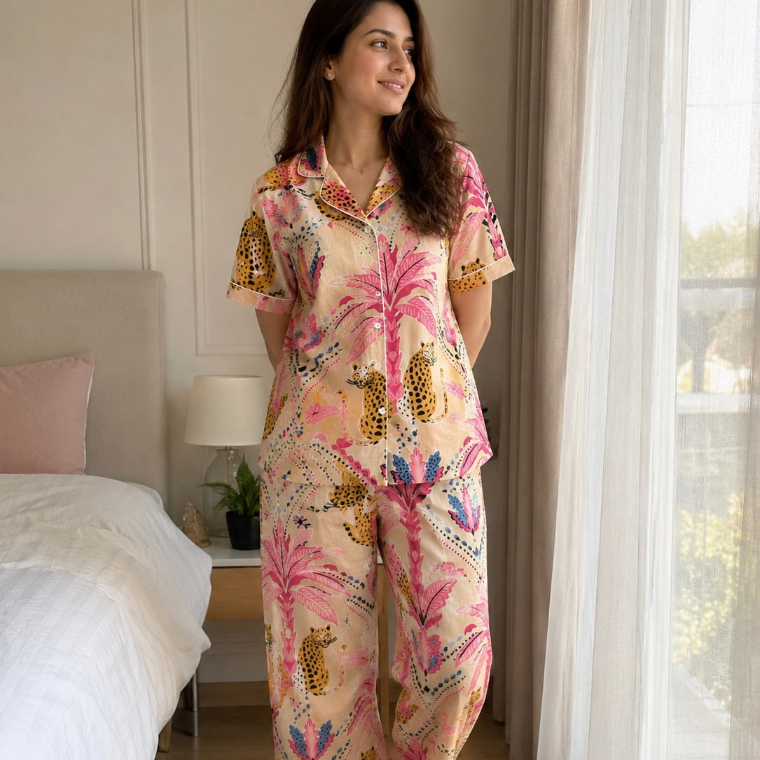 Women's Safari Bloom Half Sleeve Pyjama Set