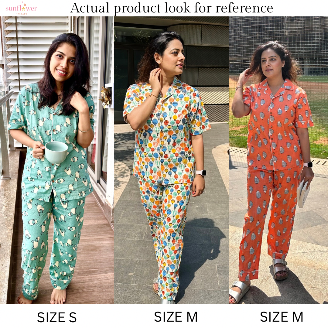 Women’s Orange Elephant Half Sleeve Pyjama Set