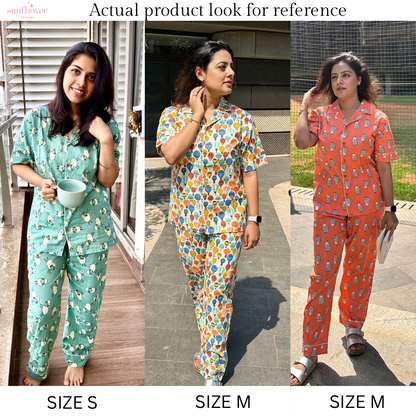 Women’s Orange Elephant Half Sleeve Pyjama Set