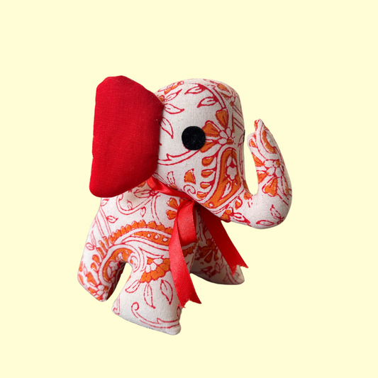 Red Orange Elephant Fabric Toy