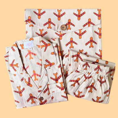 Kids Aeroplane Half Sleeve Pyjama Set