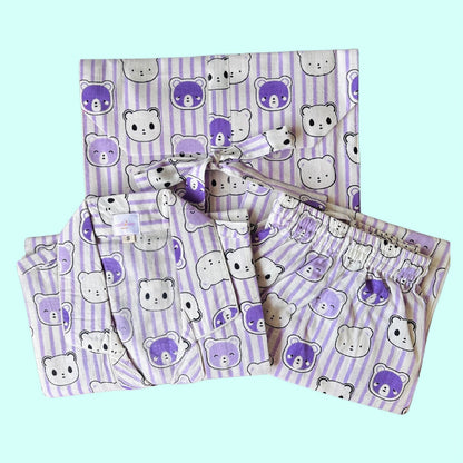 Women's K Teddy Purple Half Sleeve Pyjama Set