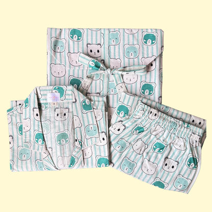 Women's K Teddy Green Half Sleeve Pyjama Set