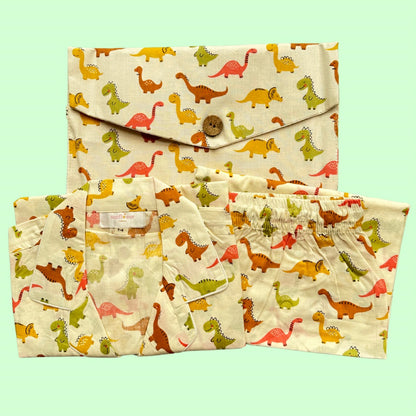 Kids Colourful Dino 2 Half Sleeve Pyjama Set