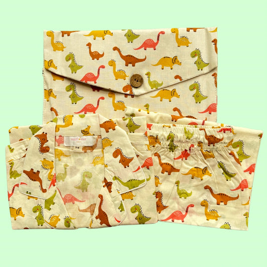 Kids Colourful Dino 2 Half Sleeve Pyjama Set