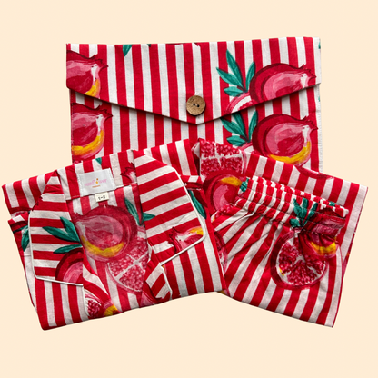 Kids Red Stripes Pomegranate Half Sleeve Pyjama Set