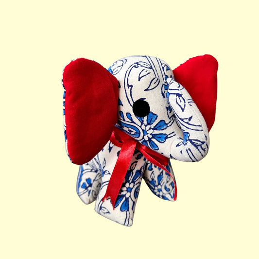 Red Blue Elephant Fabric Toy