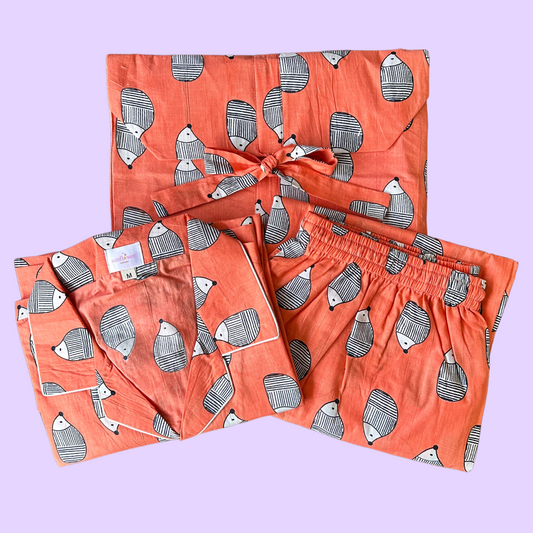 Women's Hedgehog Half Sleeve Pyjama Set