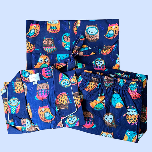 Women's Owl Half Sleeve Pyjama Set