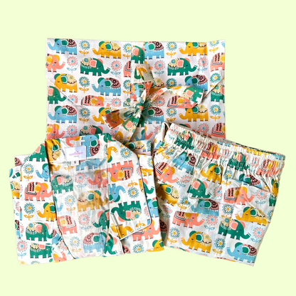 Women’s Orange Elephant Half Sleeve Pyjama Set