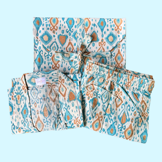 Women's Ikkat Half Sleeve Pyjama Set