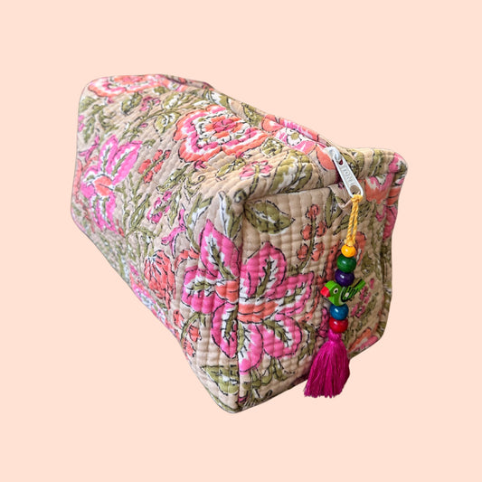 Peach and Pink Floret Utility Pouch