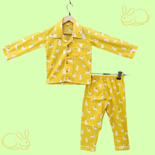 Regular Yellow Rabbit Full Sleeve Pyjama Set