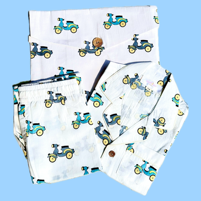 Kids Scooter Half Sleeve Pyjama Set